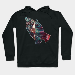 Glitch Art Praying Hands Abstract Hoodie